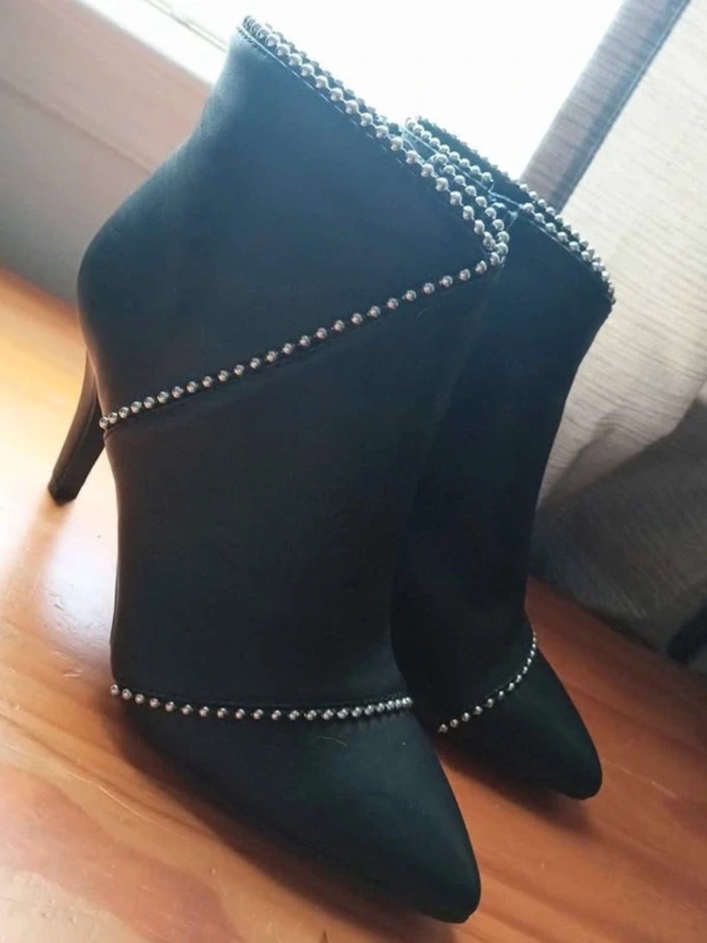 Apt. 9 Black Studded Leather Heeled Dress Boots